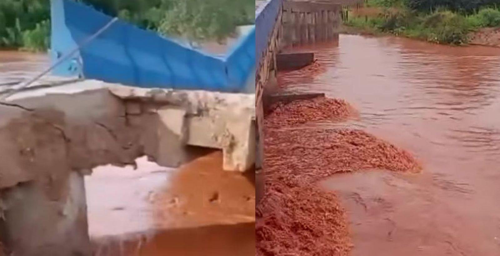 Ponte cede após fortes chuvas em Riacho Frio, no Sul do Piauí | G1