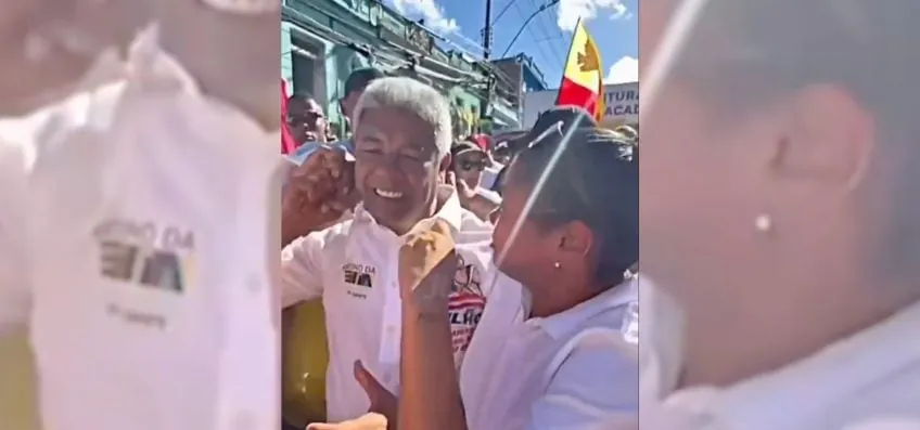 Mulher provoca Jerônimo e é afastada durante desfile na Bahia