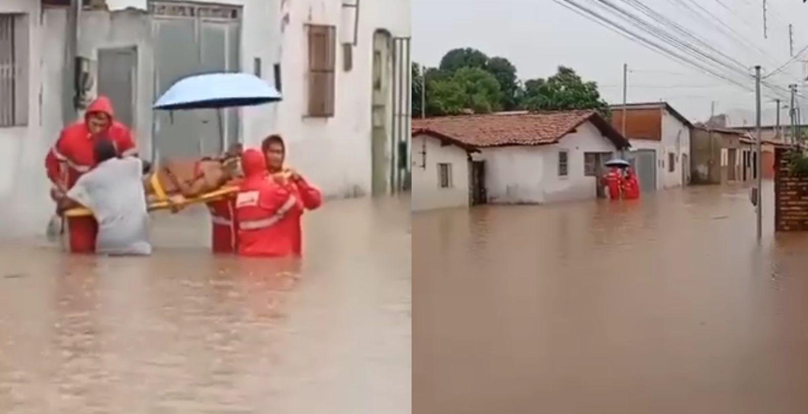 Bombeiros resgatam idosa após alagamento causado por chuva em Floriano | G1