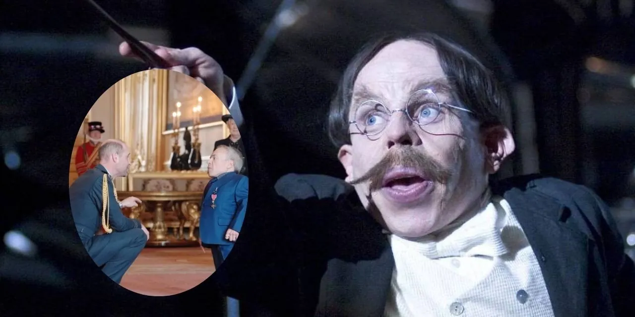 Ator de 'Harry Potter', Warwick Davis recebe honraria do Império Britânico das mãos do príncipe William; vídeo