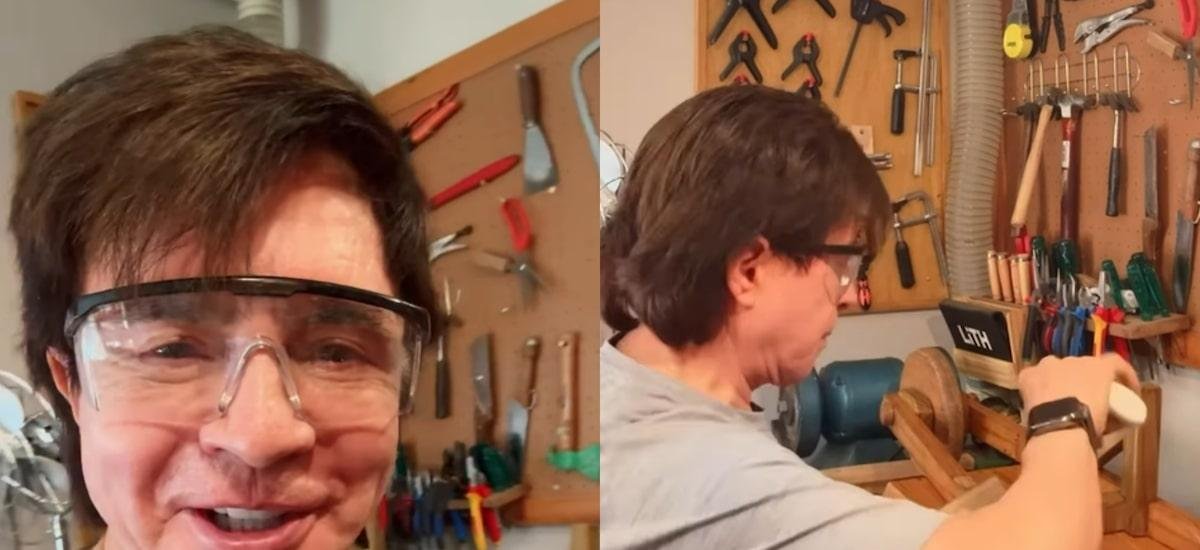 Xororó constrói carriolinha de madeira para os netos e mostra resultado nas redes: ‘Vô Gepeto’