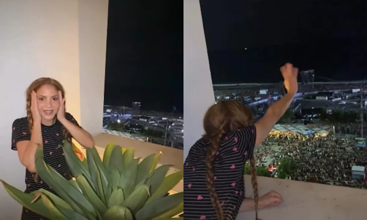 Shakira reage ao ver multidão em Copacabana antes de ensaio no Rio