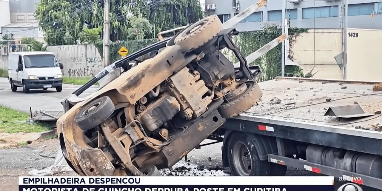 Guincho derruba poste e deixa bairro sem luz em Curitiba