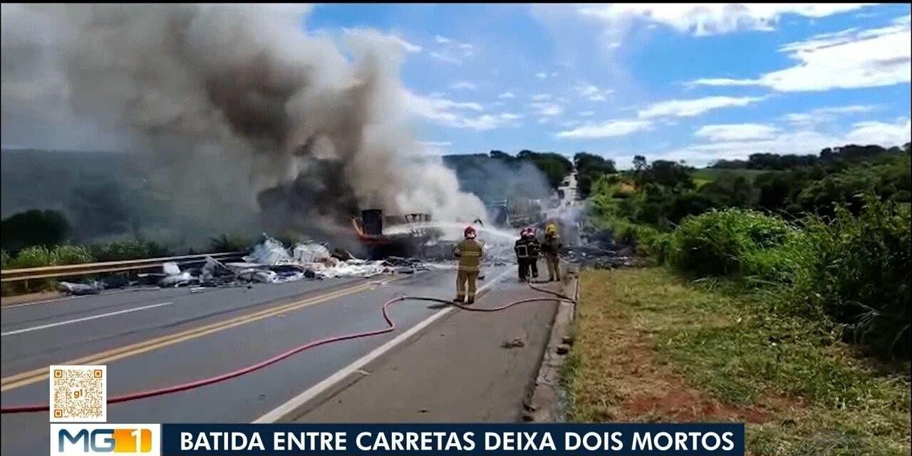 Motorista e passageira morrem após carro bater com carreta em MG | G1