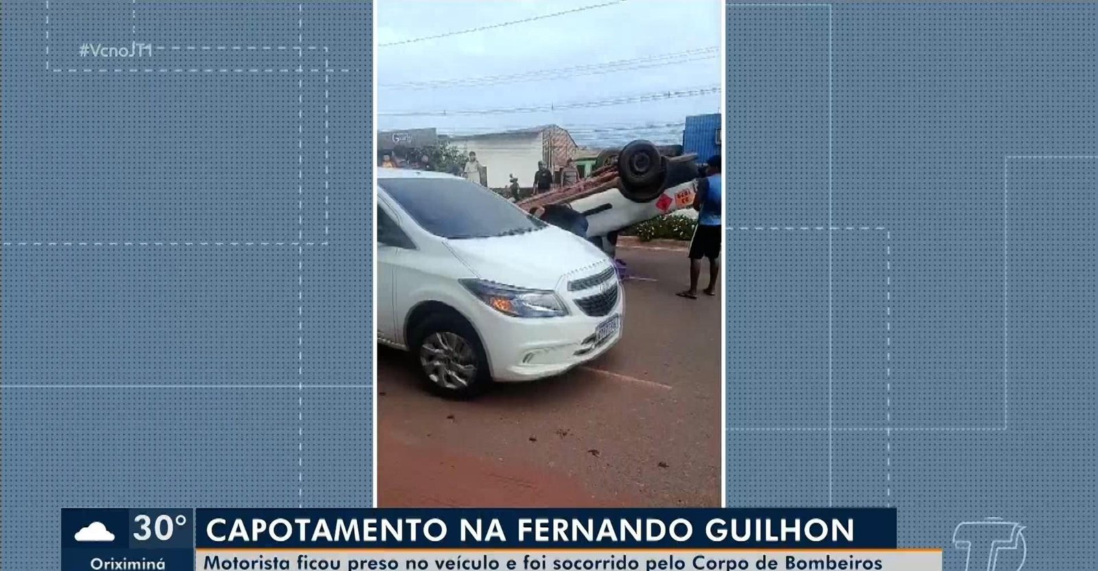 Capotamento deixa motorista ferido na Av. Fernando Guilhon, em Santarém | G1
