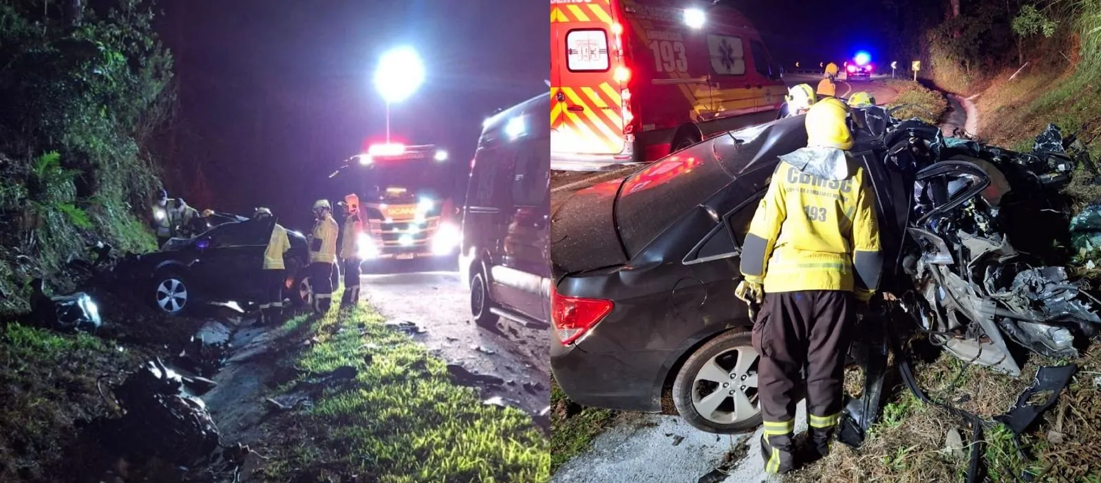 Passageiro morre após batida frontal entre carro e caminhão na BR-280