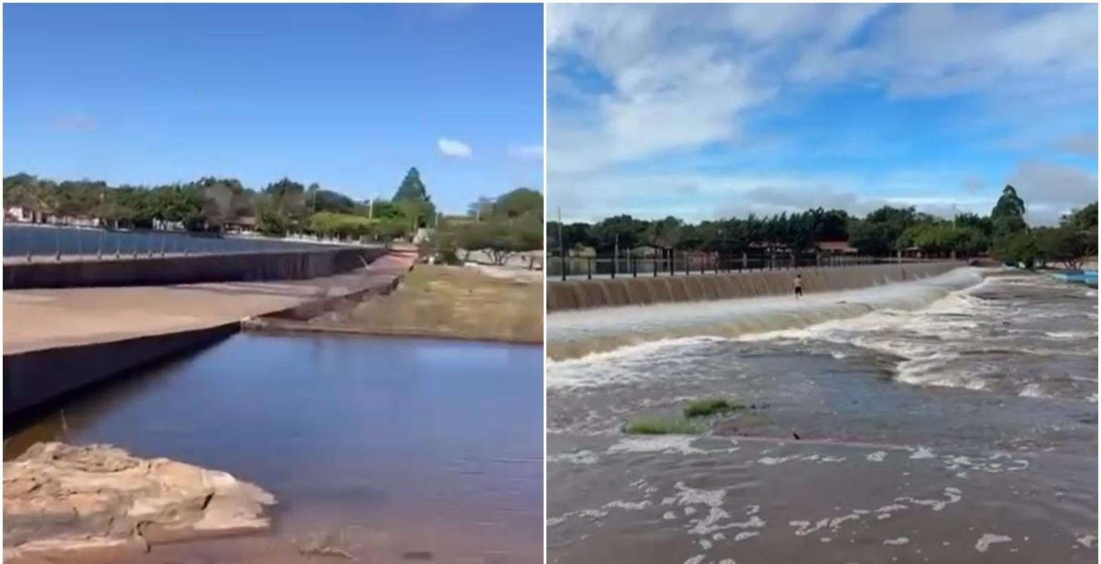 Águas do Balneário do Boi Morto transbordam após fortes chuvas, no CE | G1