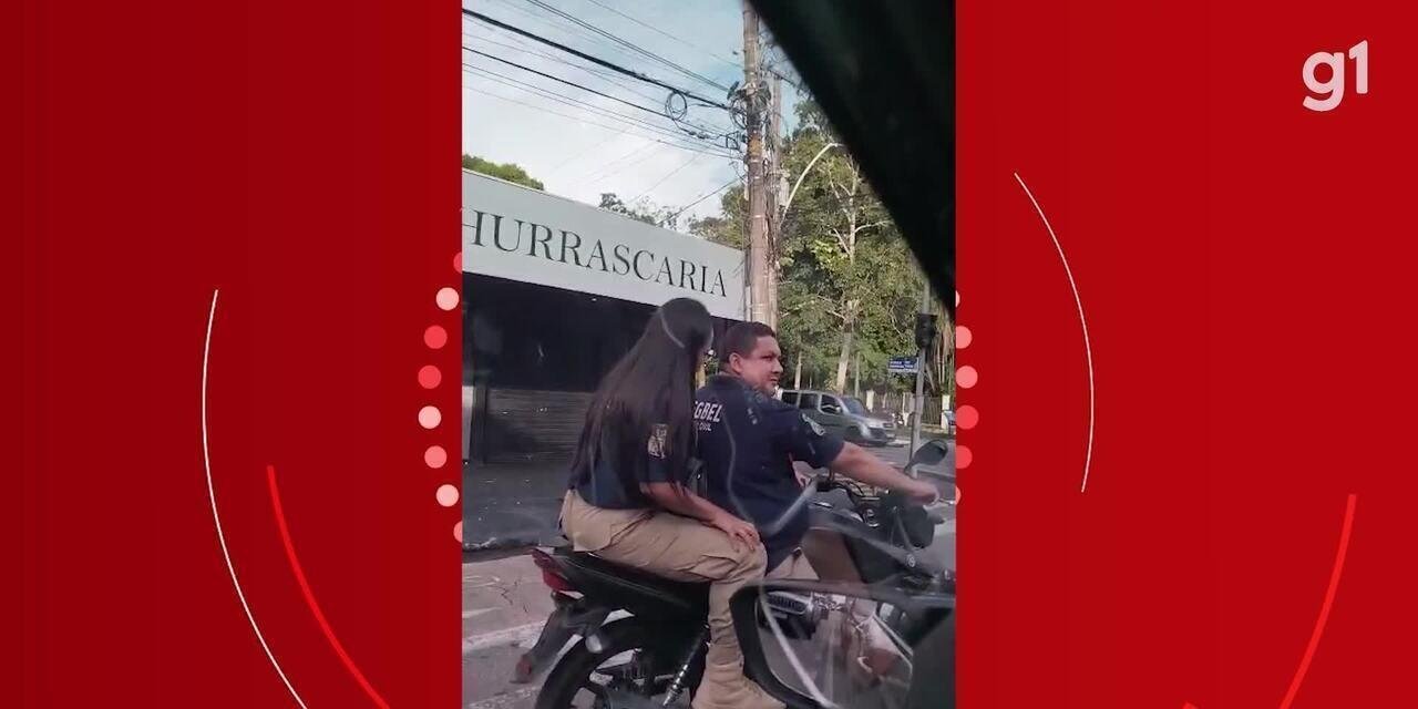 Servidores são flagrados sem capacete em moto sem placa em Belém | G1