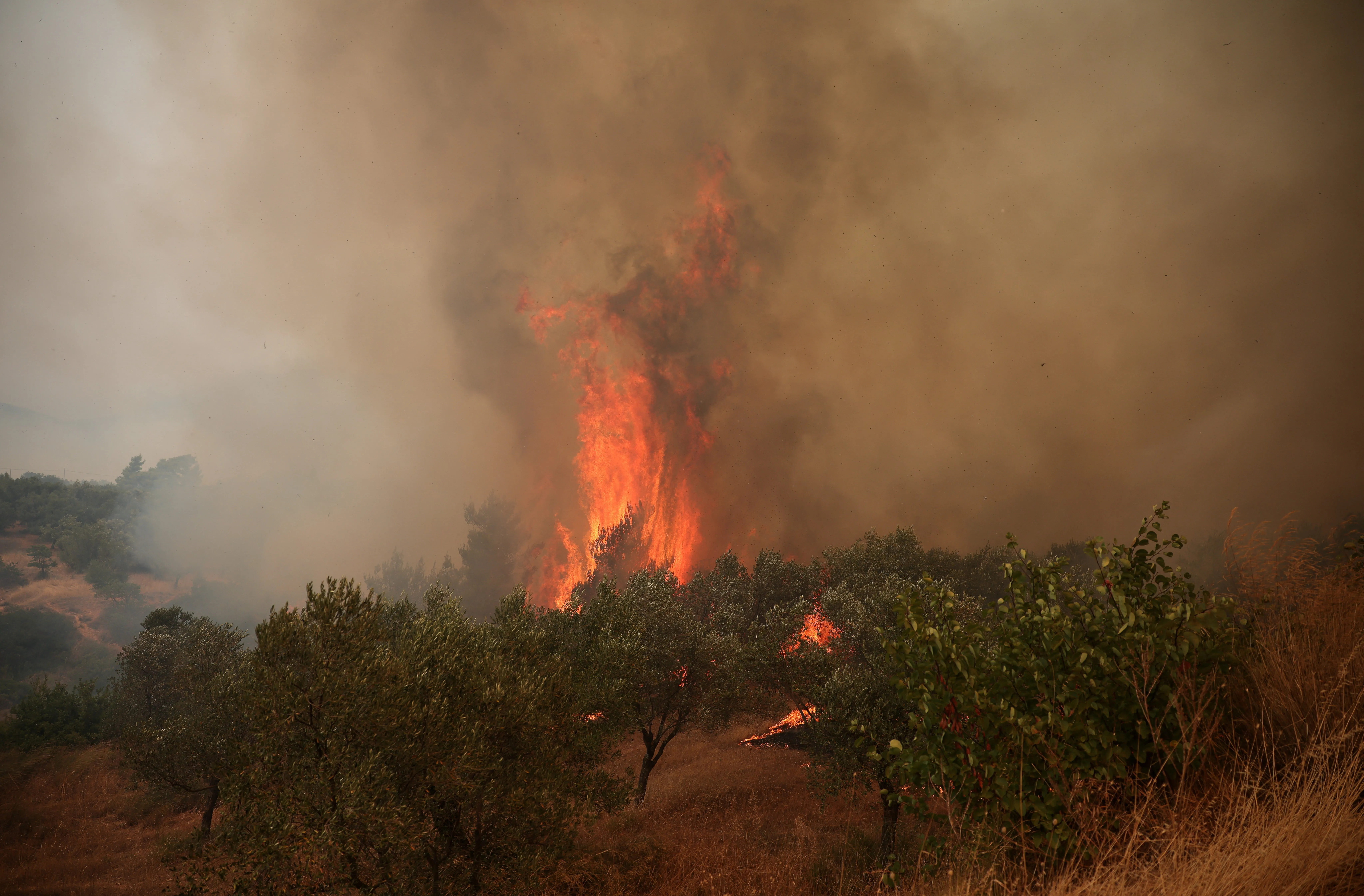 Helicópteros militares colidem no ar durante combate a incêndios florestais na Grécia