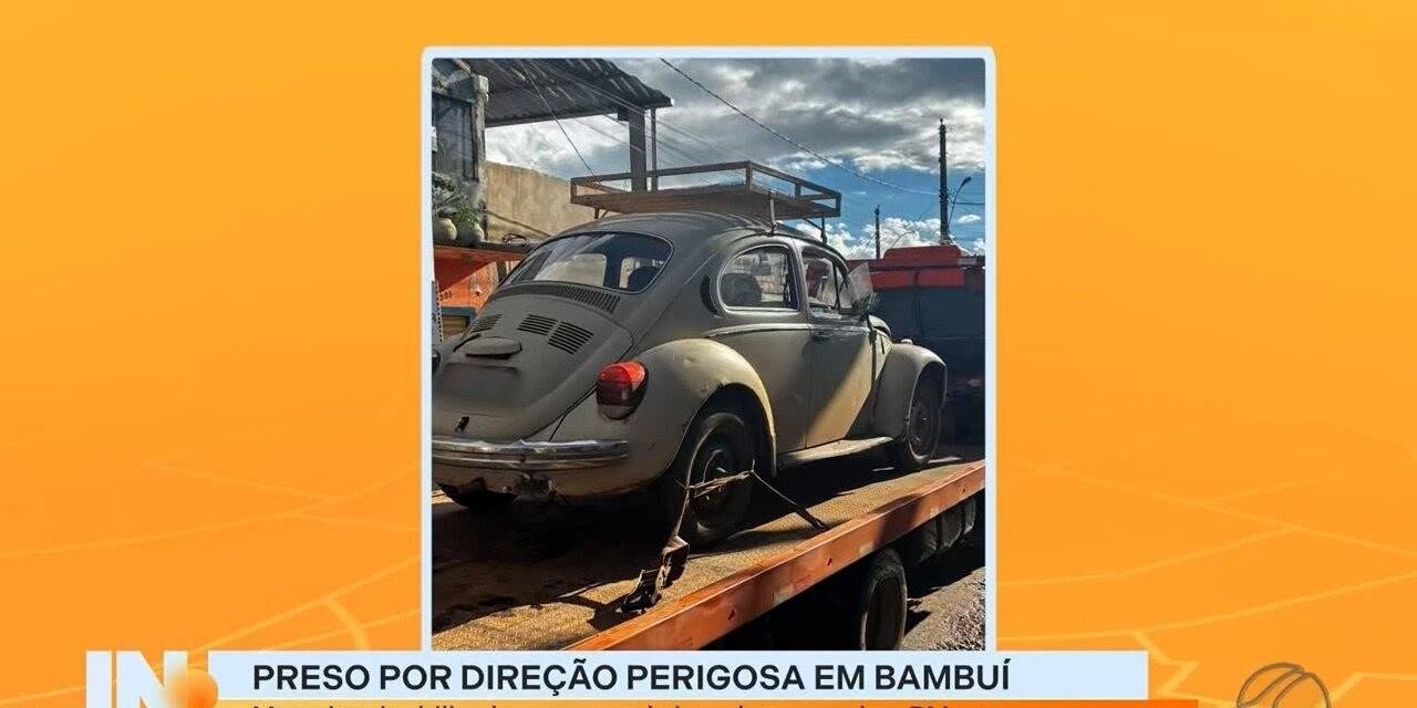 Furto de Fusca em Bambuí: homem bêbado bate em mureta durante fuga | G1