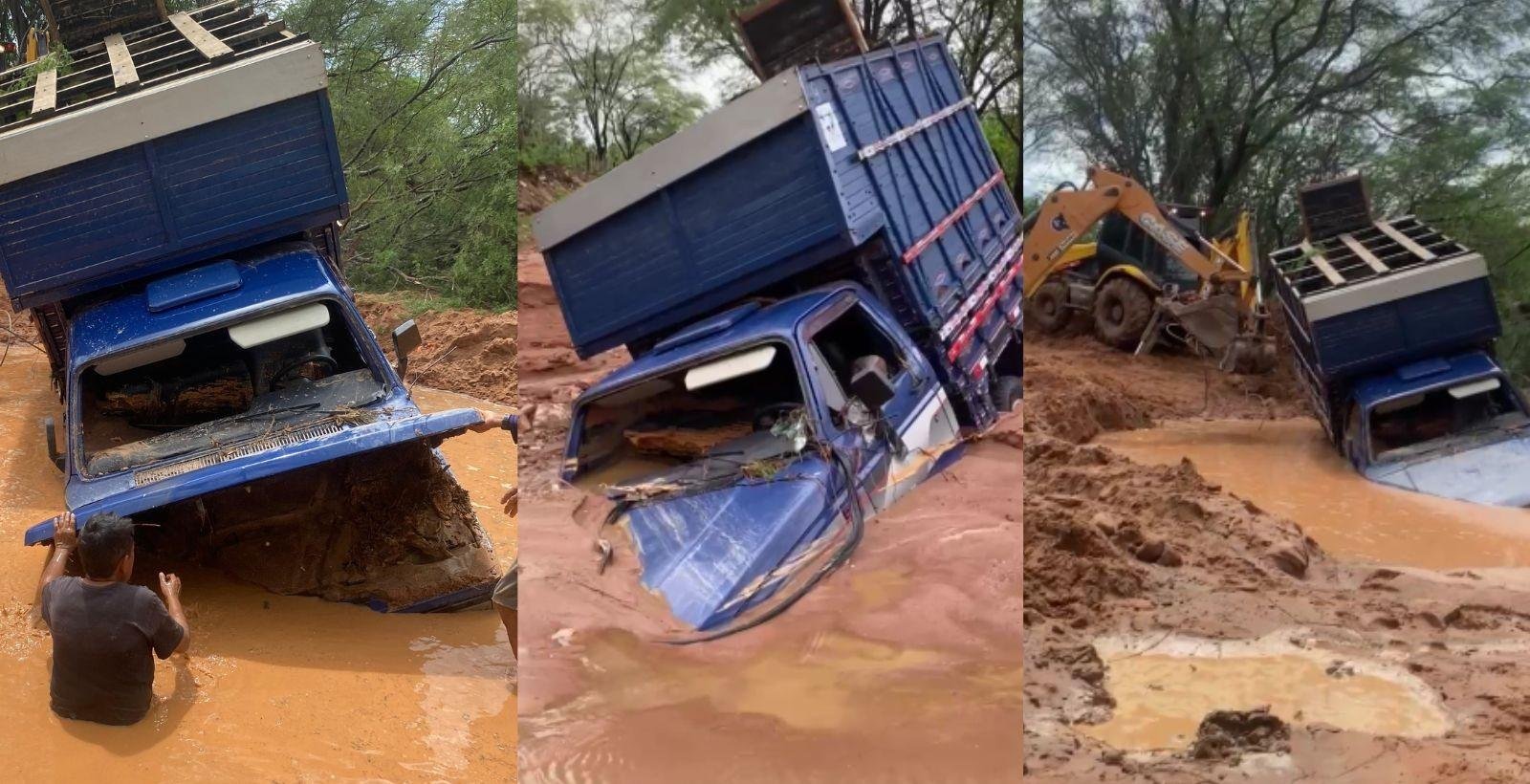Chuvas em Simões: caminhonete é soterrada após temporal no Piauí | G1