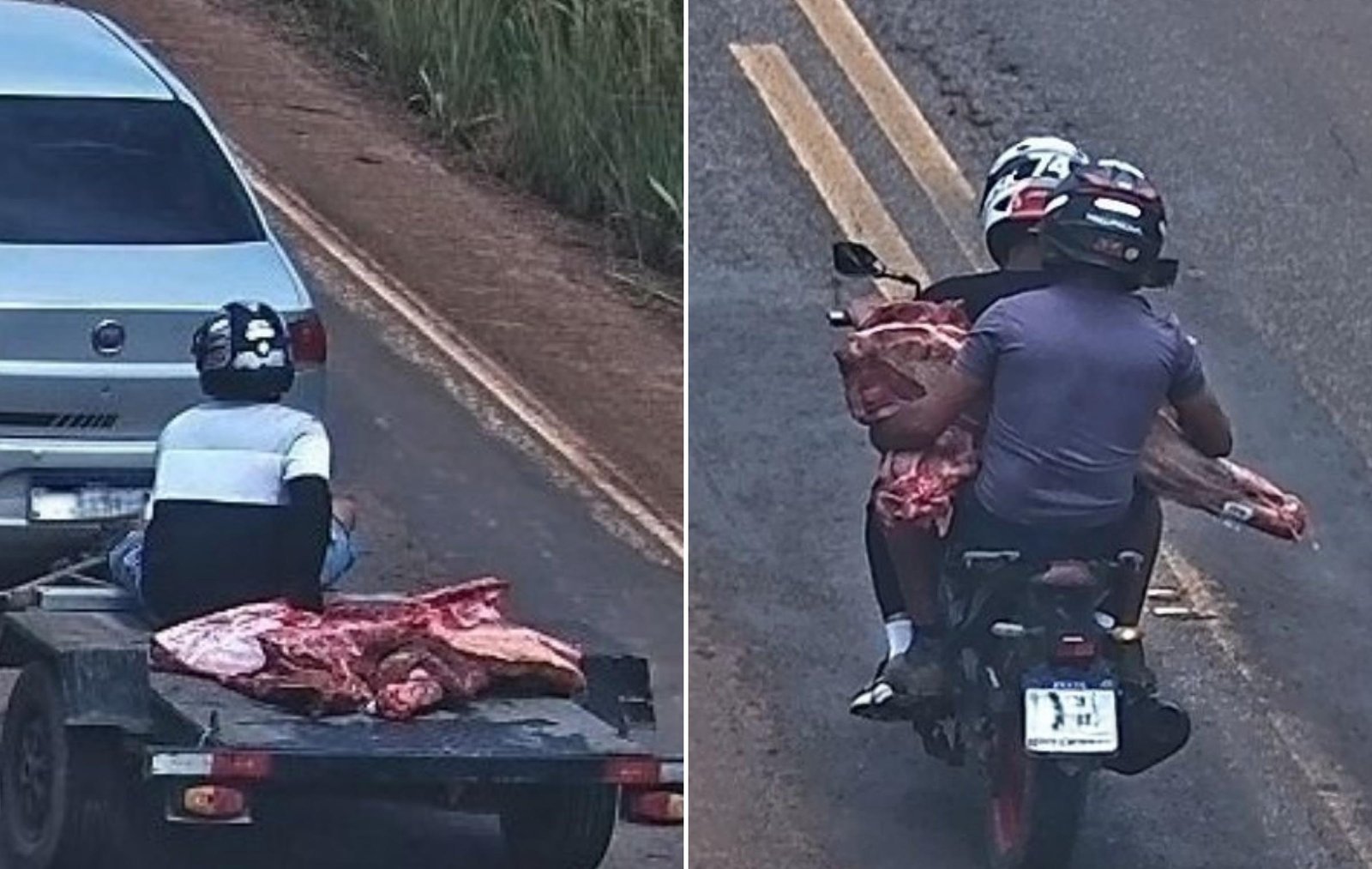 Caminhão com carne tomba, carga é roubada e 11 pessoas são detidas
