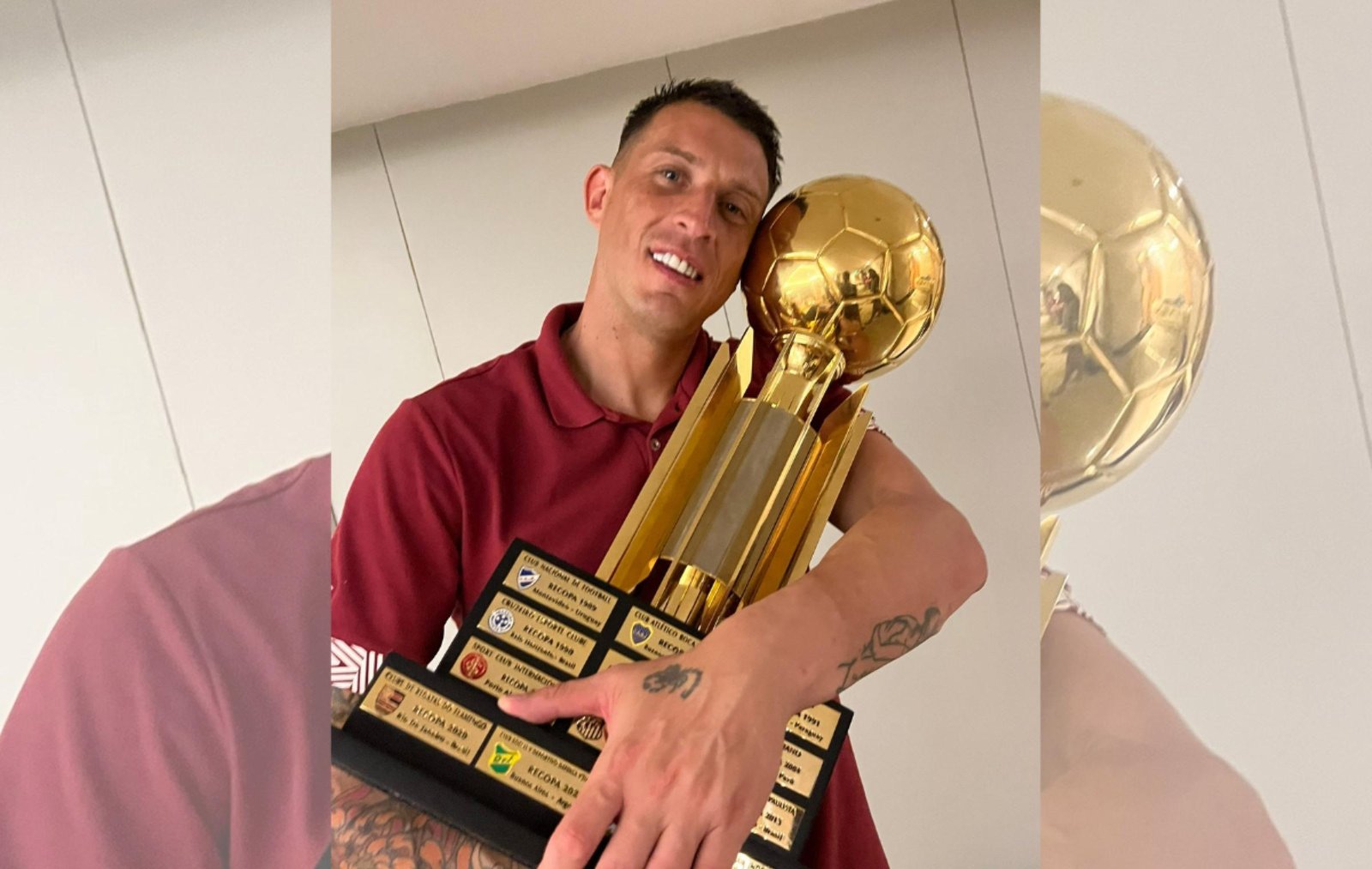 Lanús provoca Paquetá e Flamengo em post com a taça da Recopa