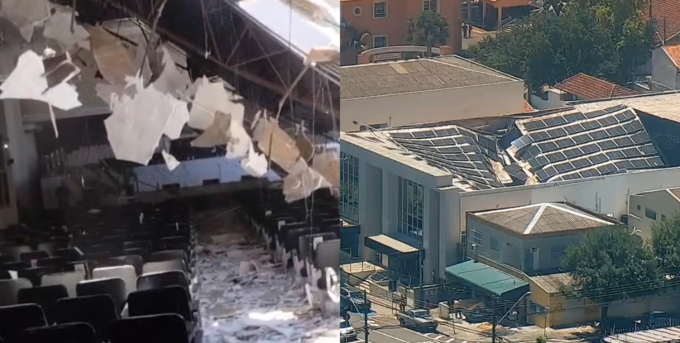 VÍDEO: telhado de Igreja Assembleia de Deus desaba em Londrina e assusta moradores | G1