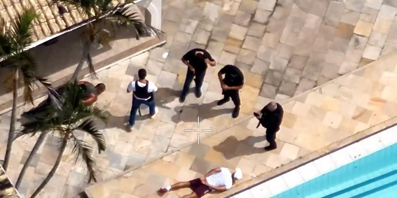 VÍDEO: imagem de drone mostra Adilsinho correndo ao redor da piscina minutos antes de ser rendido pela polícia