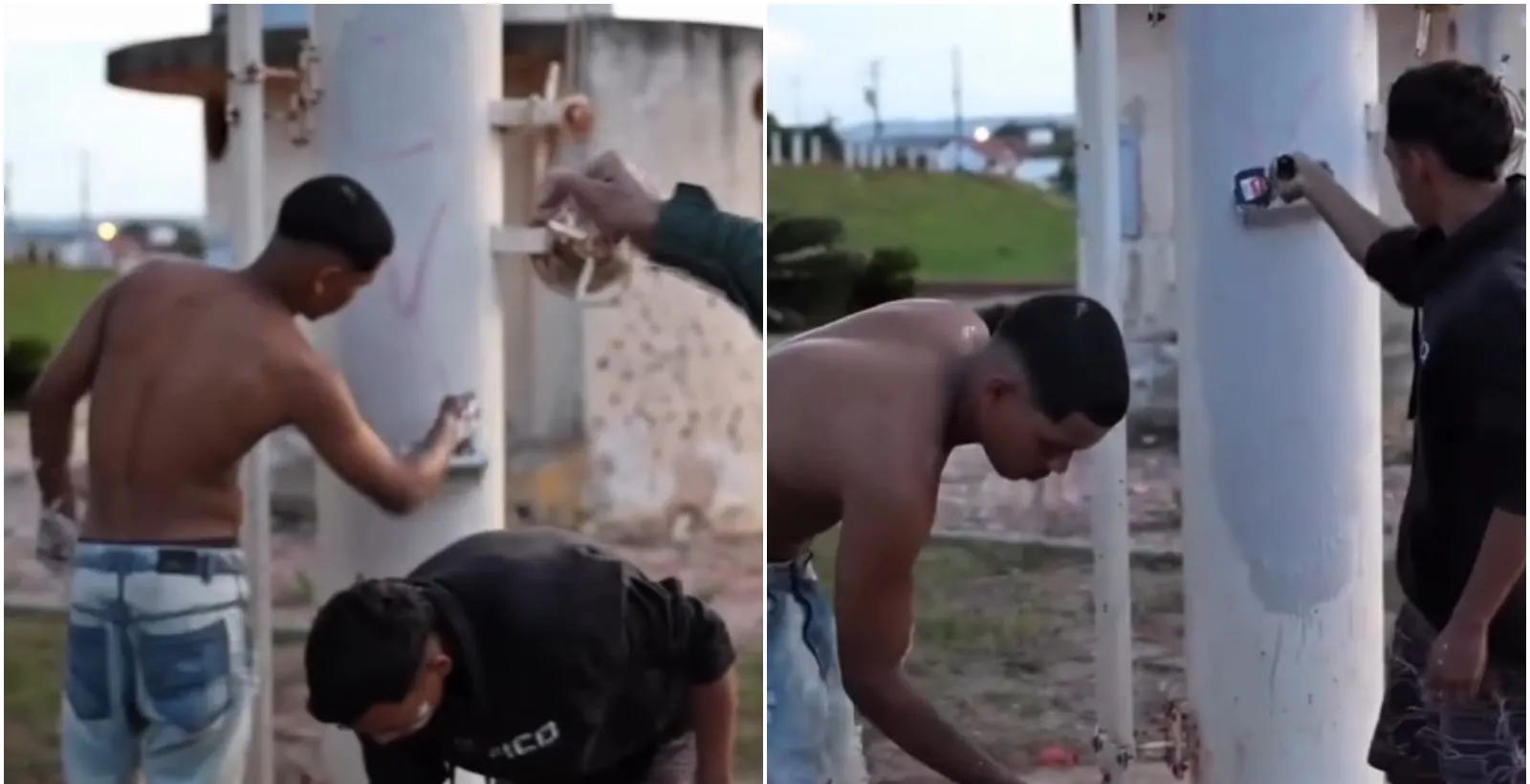 Capitão da PM faz integrantes de facção apagar pichações no Ceará | G1