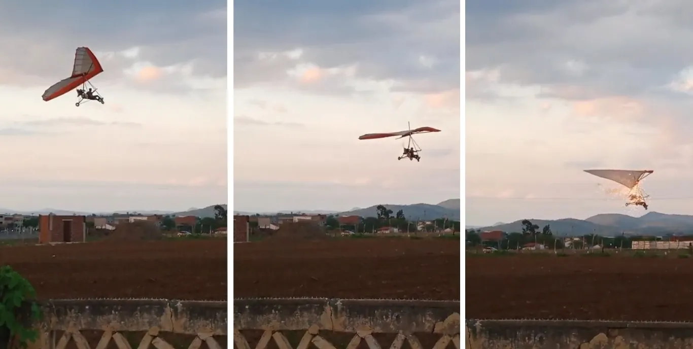 VÍDEO: Piloto de ultraleve atinge fios de energia durante pouso em PE | G1