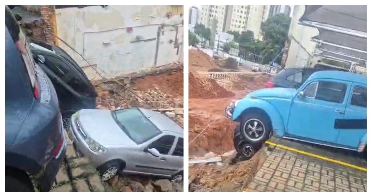 Muro em obra de moradia popular da Prefeitura de SP desaba e 'engole' carros na Mooca, na Zona Leste | G1