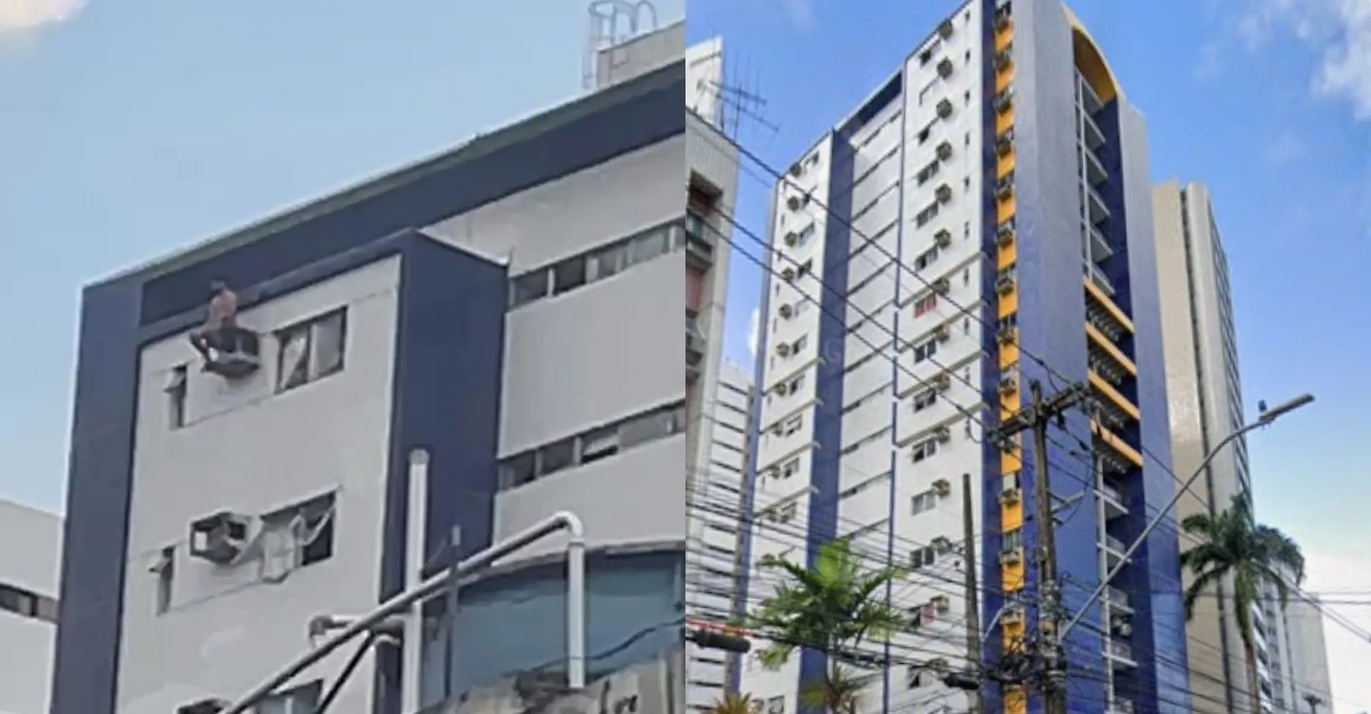 Homem ameaça companheira e sobe em caixa de ar-condicionado de prédio
