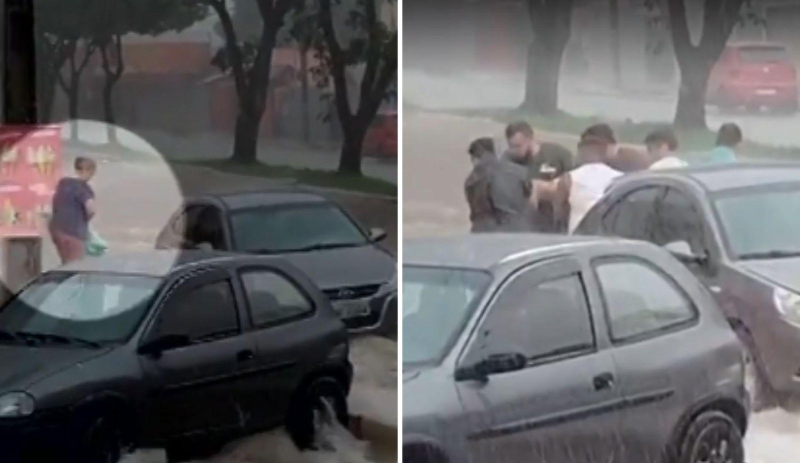 Mulher é arrastada por enxurrada e fica presa embaixo de carro; vídeo | G1