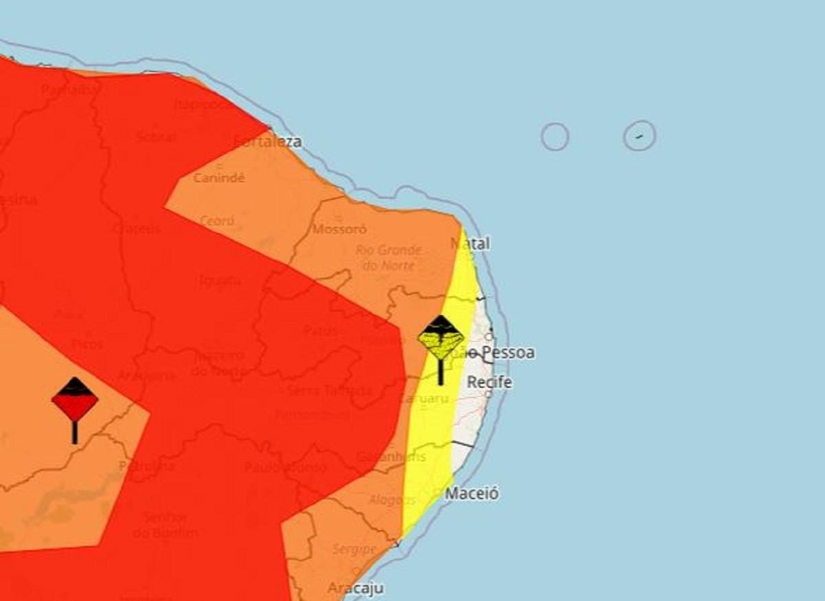 Inmet emite alertas vermelho, laranja e amarelo de chuvas no RN | G1