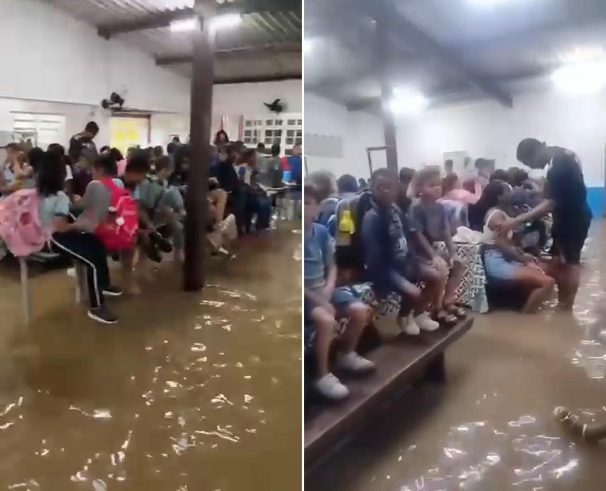 Chuva invade escola infantil de Rio das Ostras | G1