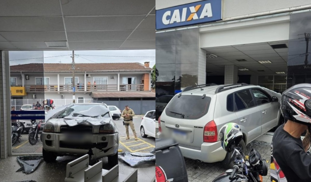 Motorista invade banco e clientes são atingidos por estilhaços em SC | G1