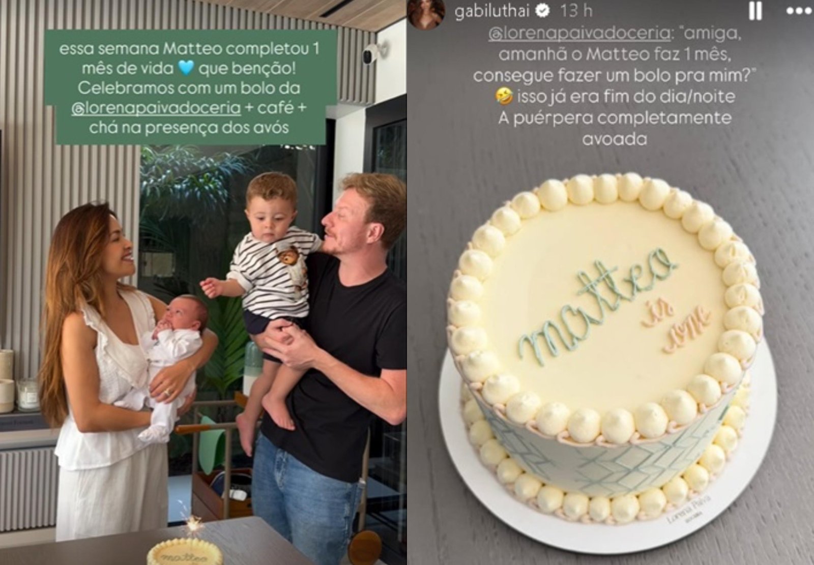 Gabi Luthai mostra festa intimista do filho com Teo Teló e compartilha bastidores: 'Puérpera completamente avoada'