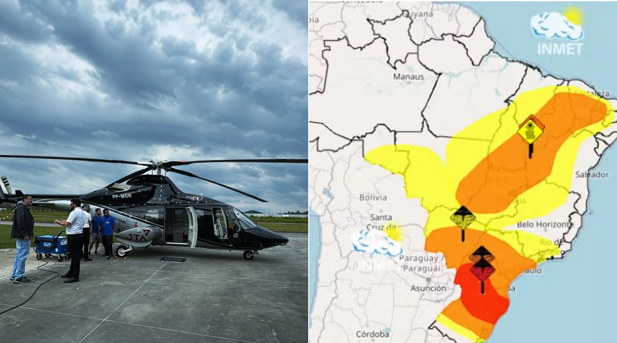 Chuva se intensificou na Serra catarinense no momento em que helicóptero com Rick decolava, mostram imagens de radar