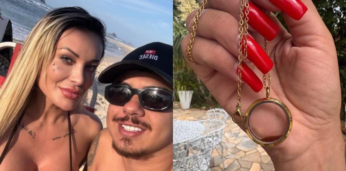 Andressa Urach presenteia marido com colar feito de sangue menstrual