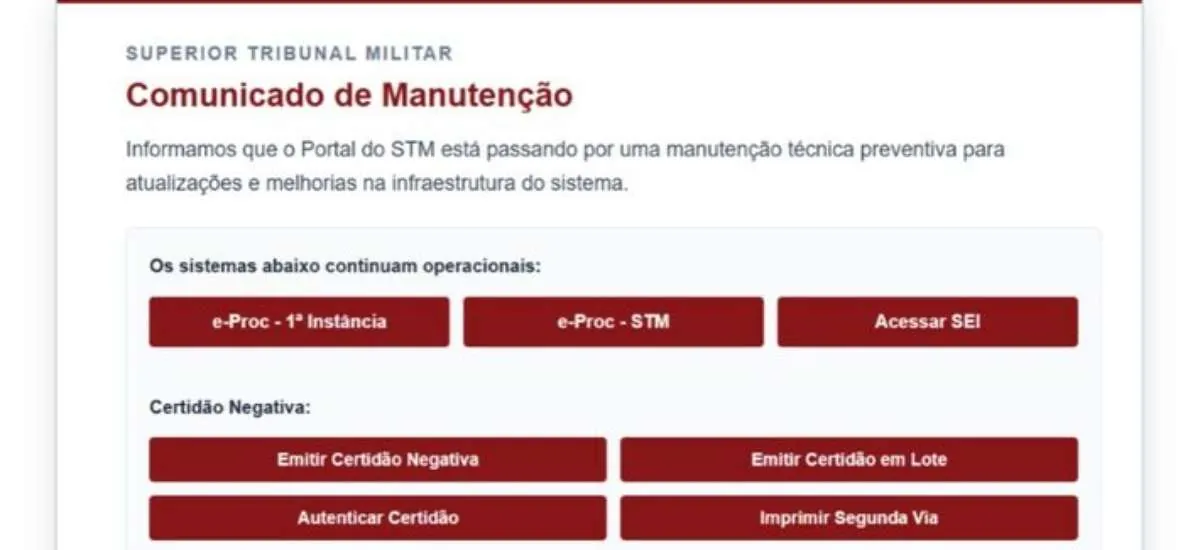 Portal do STM está fora do ar desde 2 de julho por 'incidente de segurança cibernética'