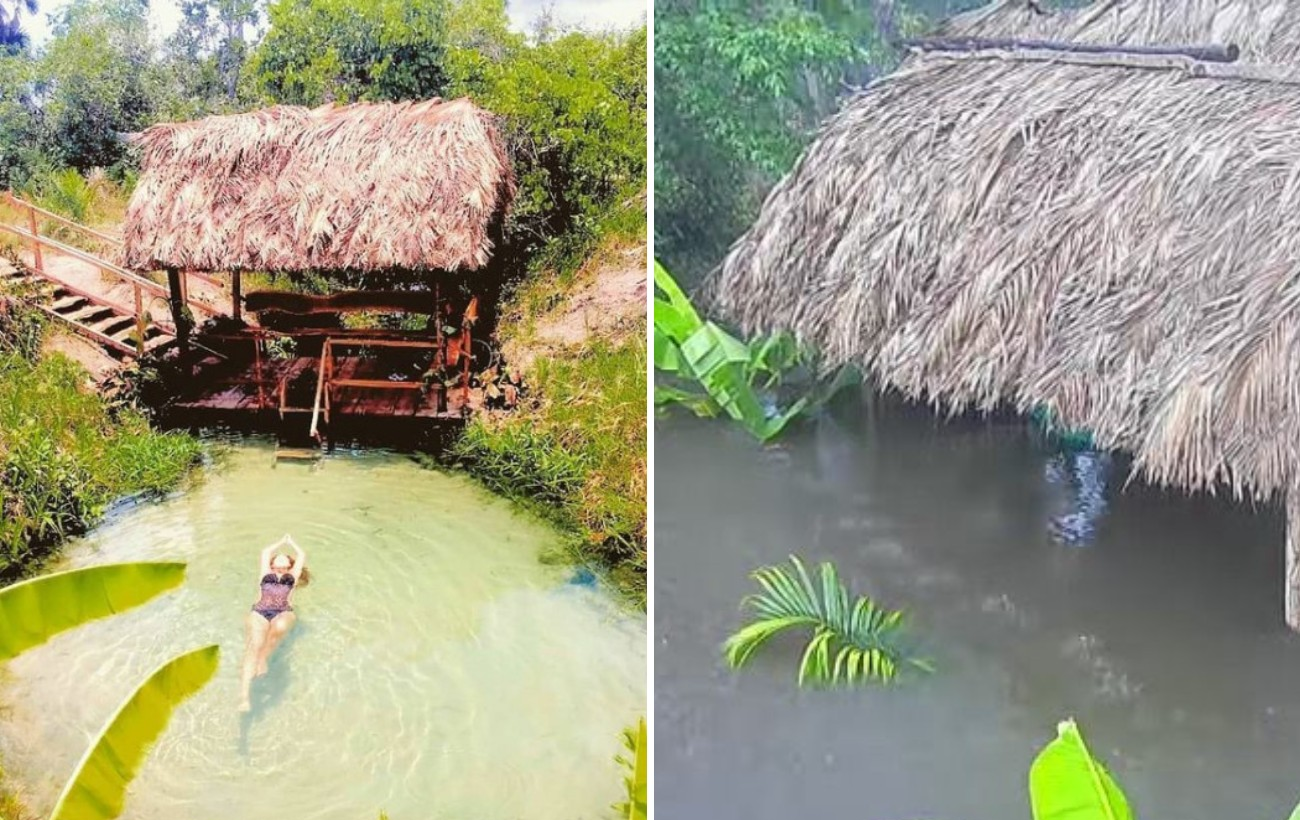 Fervedouro no Jalapão é alagado e coberto de vegetação após temporais | G1
