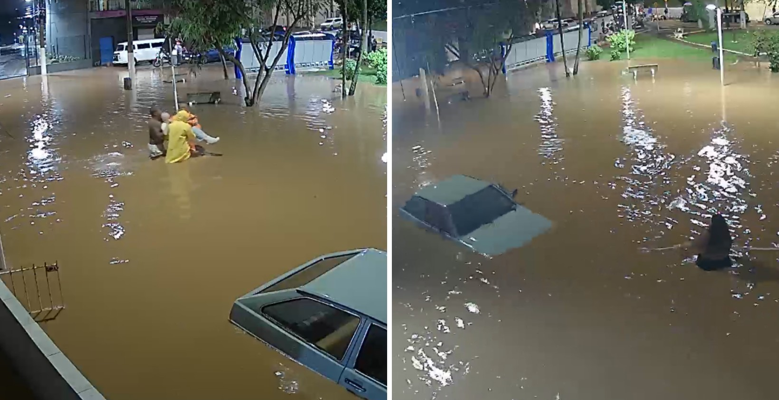 Idoso é resgatado de enchente e carro submerso é puxado por corda | G1